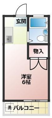 クロノス日野南(ワンルーム/2階)の間取り写真