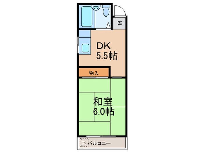 バンビ第4ビル(1DK/3階)の間取り写真