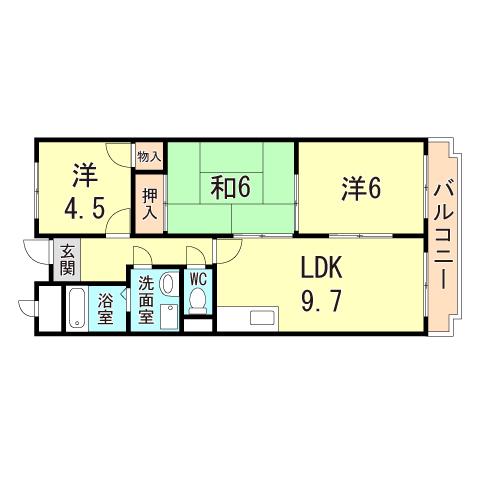 パールハイツ(3LDK/2階)の間取り写真