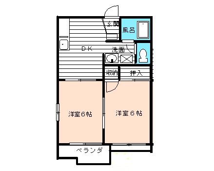 コーポF(2DK/2階)の間取り写真