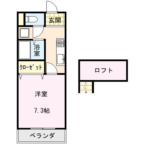 ミレニアムハウス(1K/2階)の間取り写真