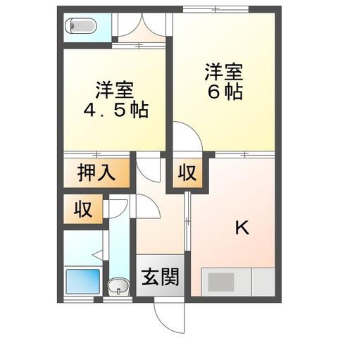 高月マンション(2K/2階)の間取り写真