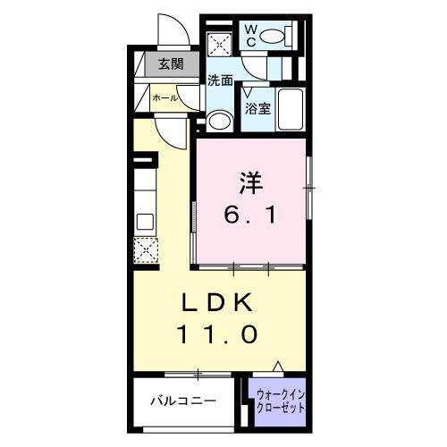 クレシエンテ ひばり(1LDK/4階)の間取り写真