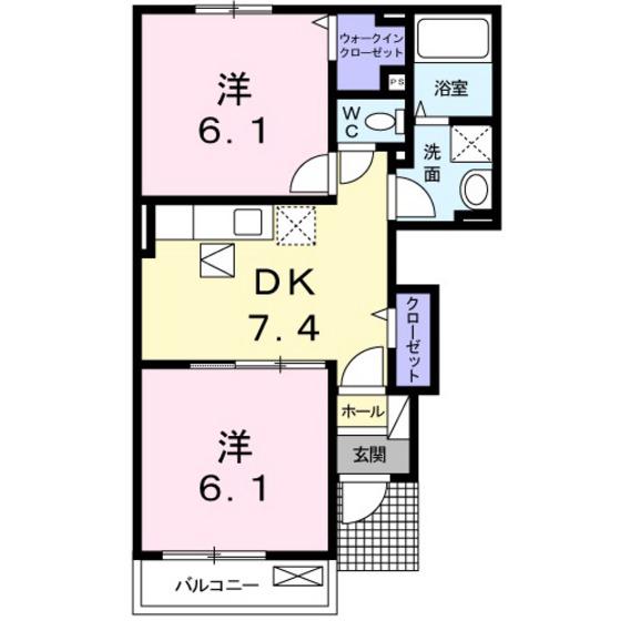 南タウン あさひ B(2DK/1階)の間取り写真