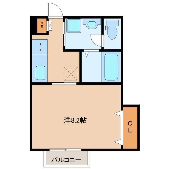 アスコット志波町イースト(1K/1階)の間取り写真