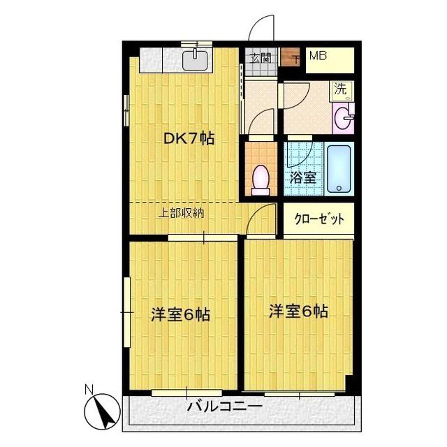 グランドゥール弐番館(2DK/2階)の間取り写真