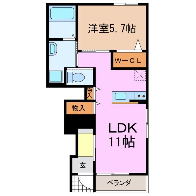 アンスリウム潮見が丘(1LDK/1階)の間取り写真