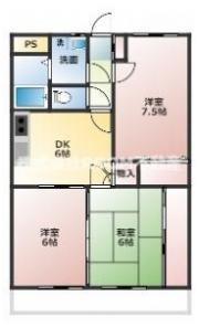 サンクリアマンション晴(3DK/1階)の間取り写真