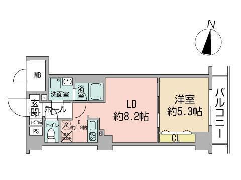 ビッグパレス南5条(1LDK/8階)の間取り写真
