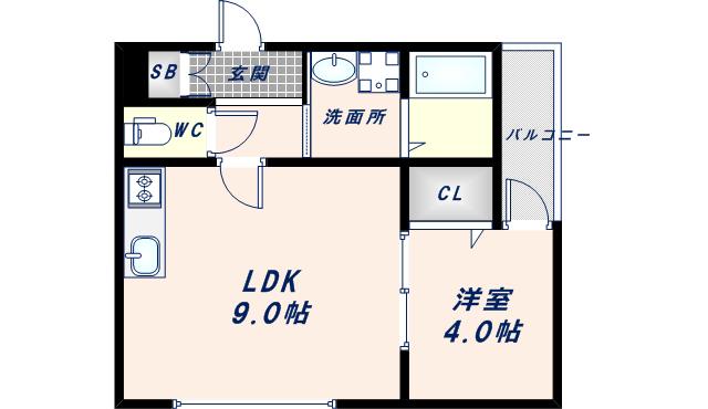 H-MAISON平野III(1LDK/3階)の間取り写真
