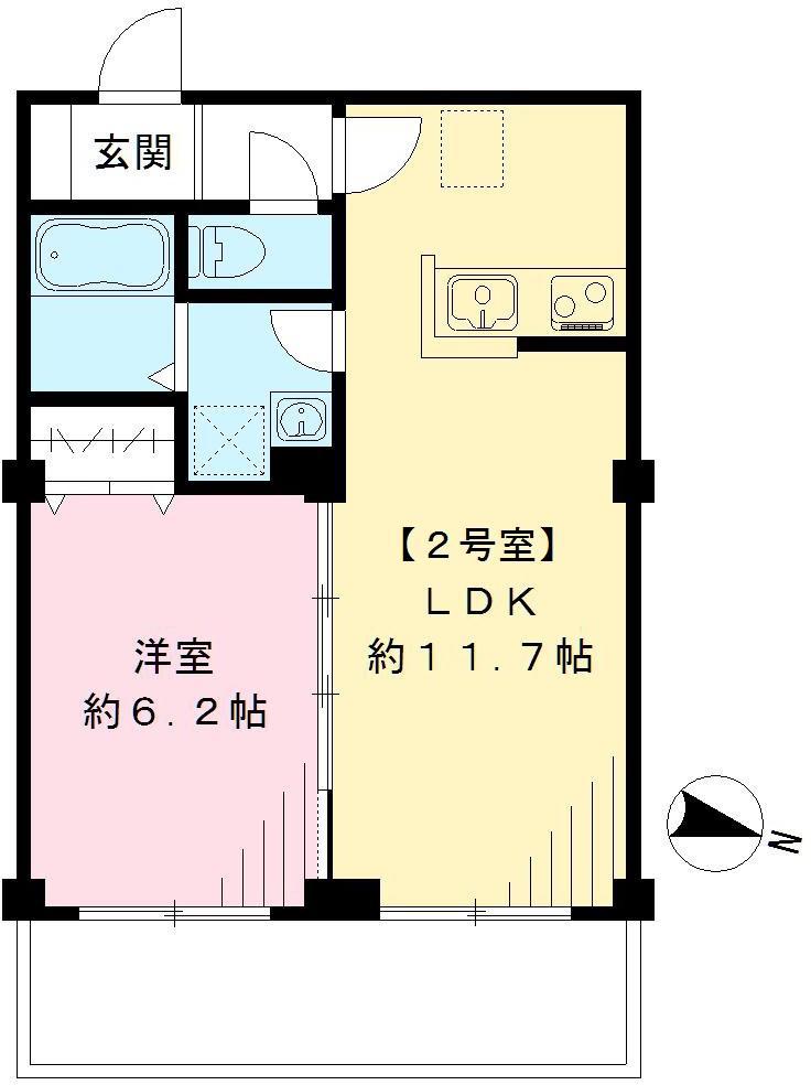 ビューノ芦花(1LDK/2階)の間取り写真