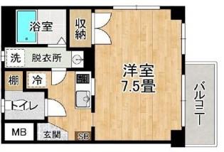 金町ヒルズB(ワンルーム/3階)の間取り写真