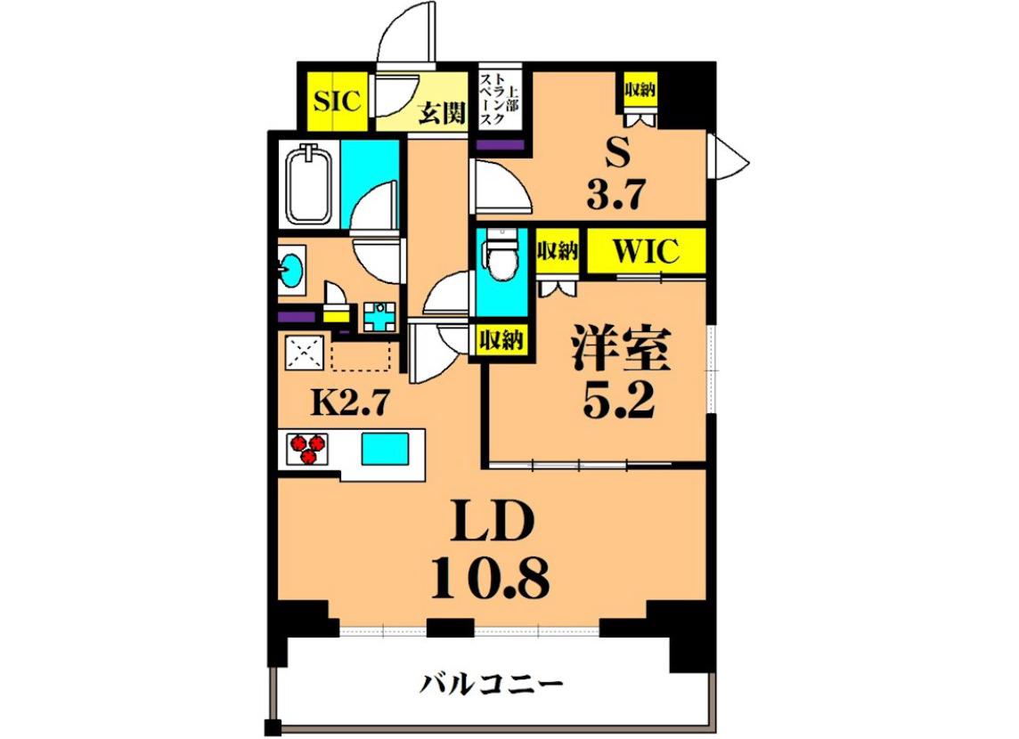 フレンシア蒲田(1SLDK/9階)の間取り写真
