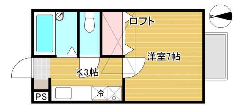 グリーンヒル台原(1K/1階)の間取り写真