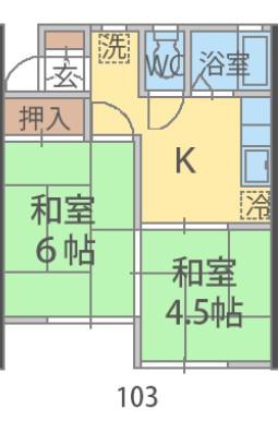 ドミールタカハシI(2K/1階)の間取り写真