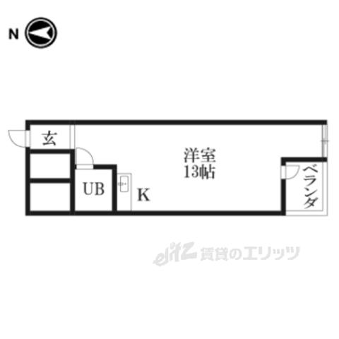 ロイヤルハイツ亀岡(ワンルーム/3階)の間取り写真