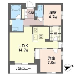 ブルーライン 仲町台駅 徒歩12分 3階建 築2年(2LDK/1階)の間取り写真