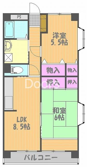 アベニュー(2LDK/2階)の間取り写真