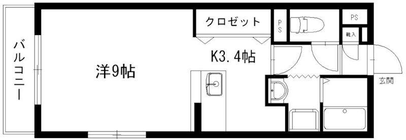 グランストーク宙(1K/3階)の間取り写真