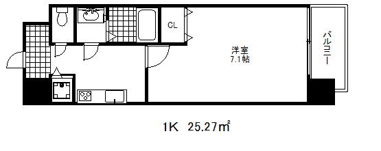 ケーディエックスレジデンス三宮(1K/8階)の間取り写真