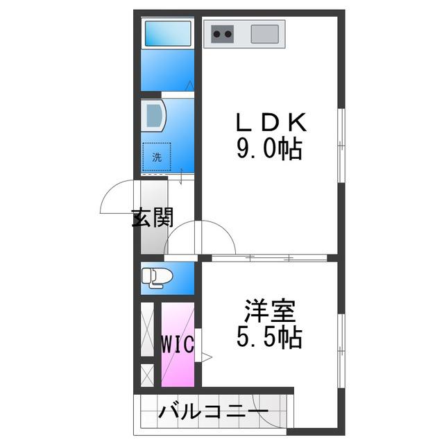 フジパレス山之内ノース(1LDK/2階)の間取り写真