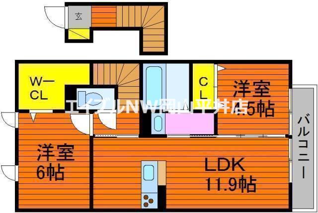 セジュールウィット 秀(2LDK/2階)の間取り写真