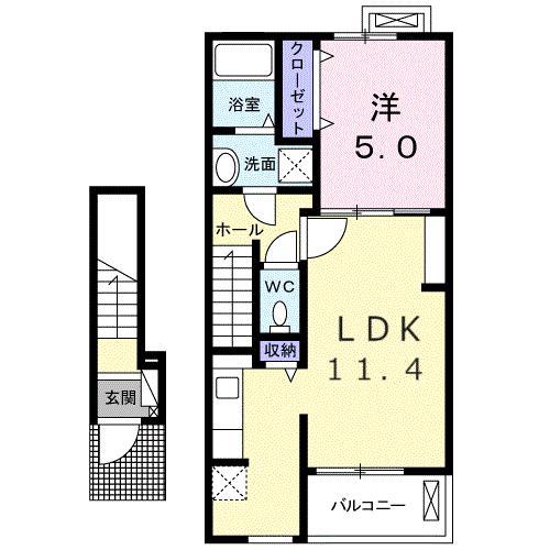 サカエノーブル(1LDK/2階)の間取り写真