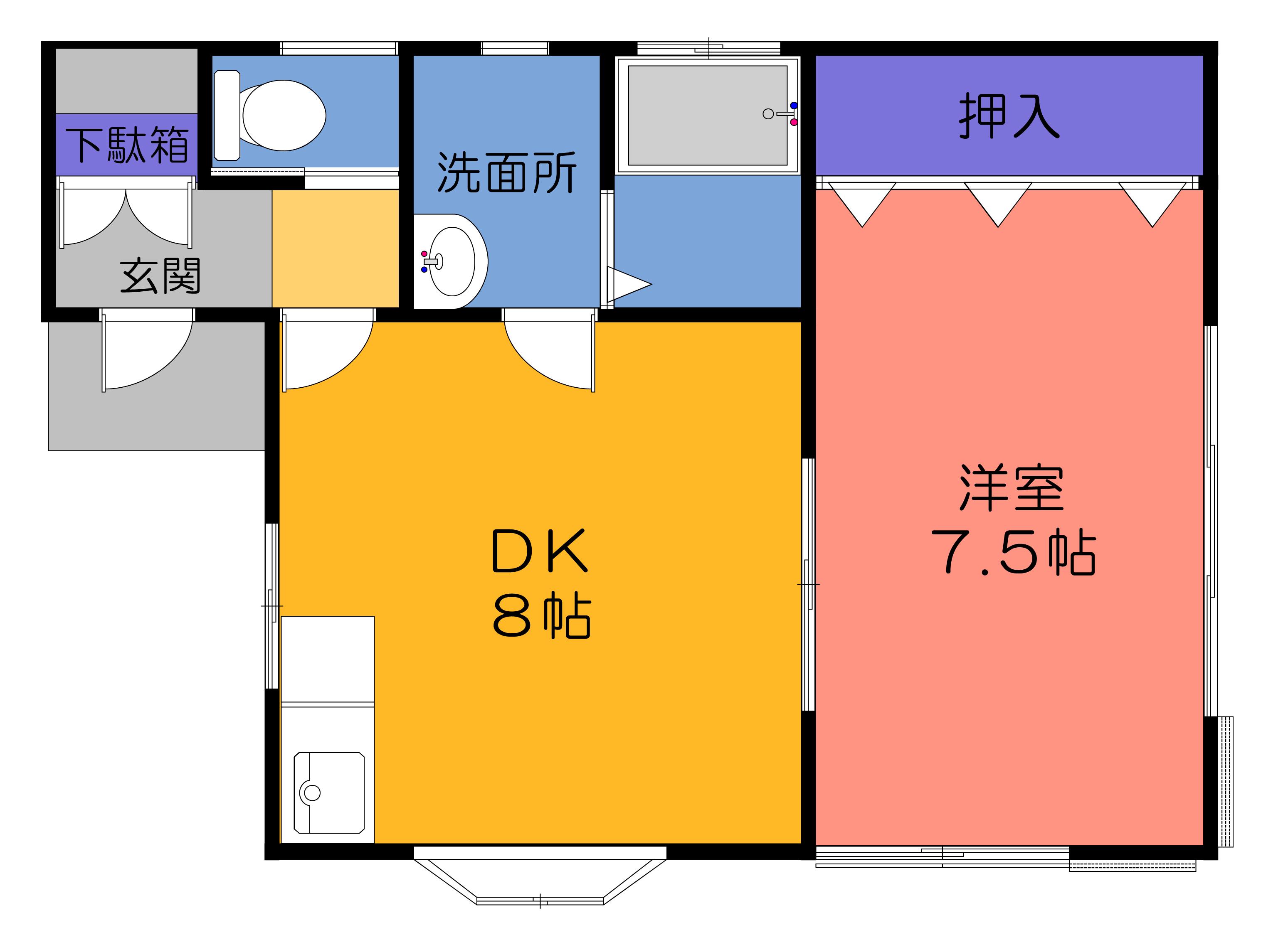 コーポラス稲谷B(1LDK/1階)の間取り写真