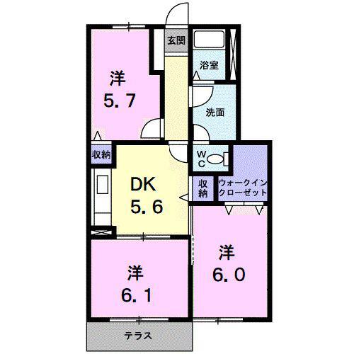 サンライズ忠興(3DK/1階)の間取り写真