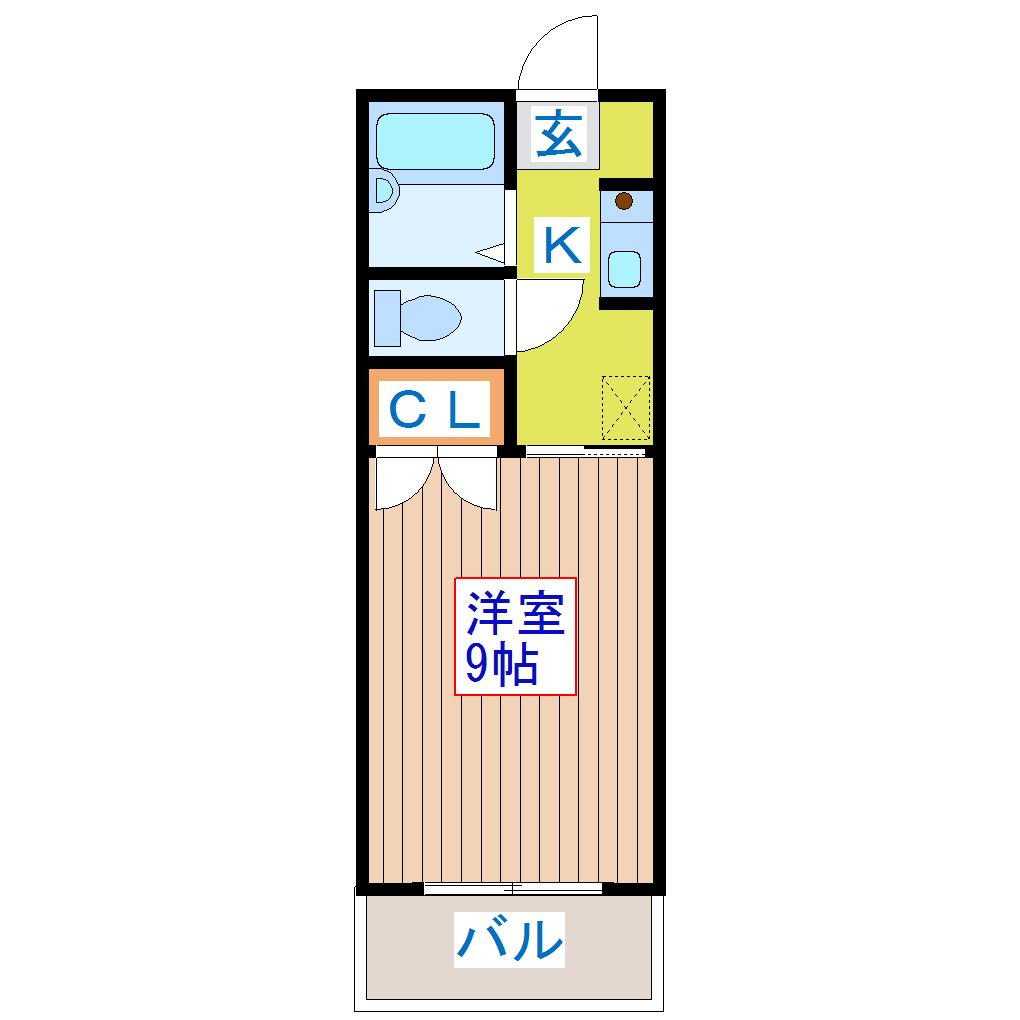 ライフ台原A棟(1K/1階)の間取り写真