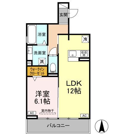 ルヴィータ栄生(1LDK/2階)の間取り写真