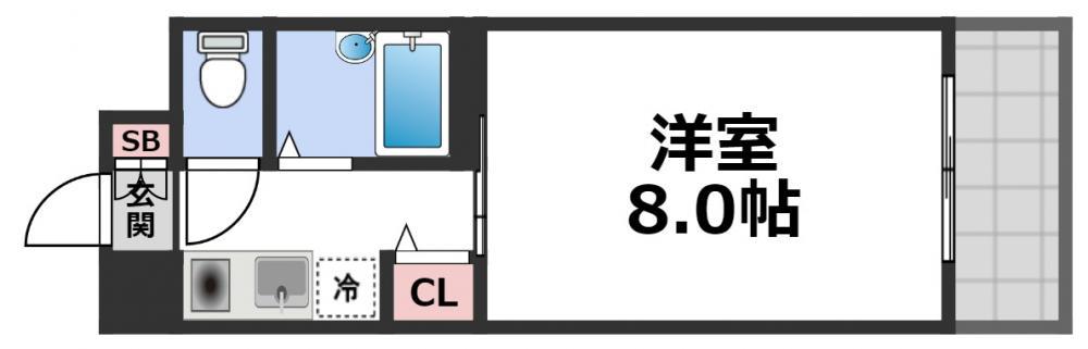 アベニューリップル長田II(1K/6階)の間取り写真