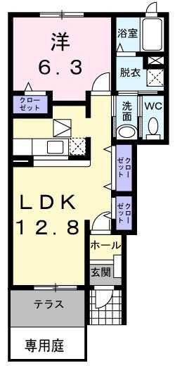 ヴィオラ メゾンII(1LDK/1階)の間取り写真