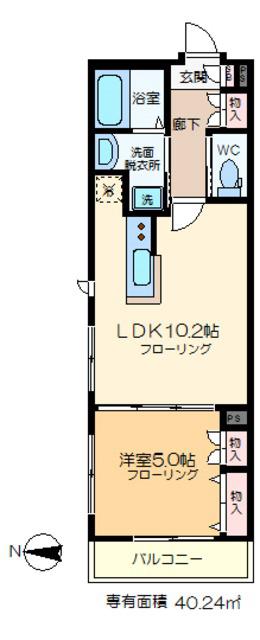 VELA COURT(1LDK/1階)の間取り写真