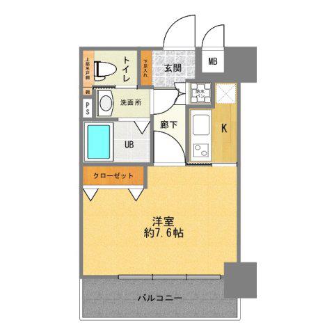 エイペックス中之島南(1K/9階)の間取り写真
