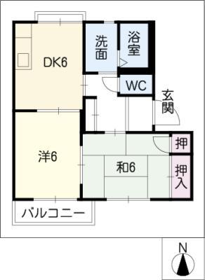 グランドソレーユA(2DK/1階)の間取り写真