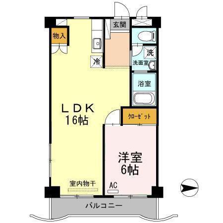 ローゼ宮尾(1LDK/4階)の間取り写真