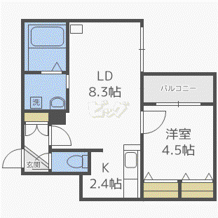 GRACIAS N14(1LDK/2階)の間取り写真