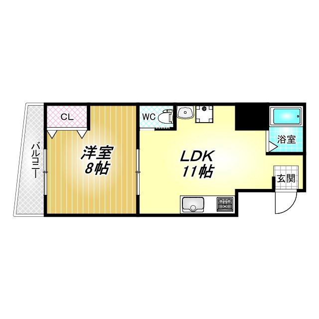 アウスレーゼ法善寺(1LDK/1階)の間取り写真