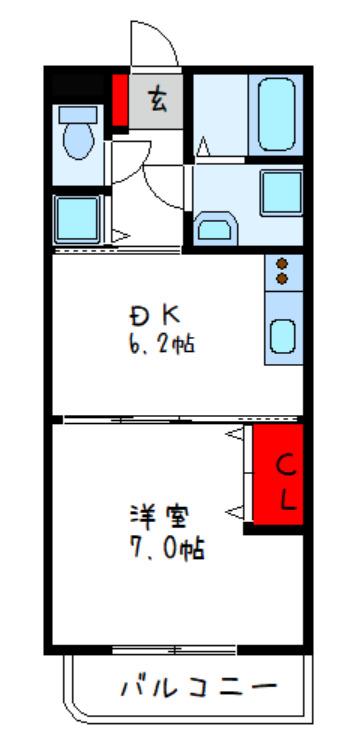 ブリーズ泉ヶ丘(1DK/1階)の間取り写真