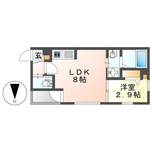 メイクス志賀本通(1LDK/3階)の間取り写真
