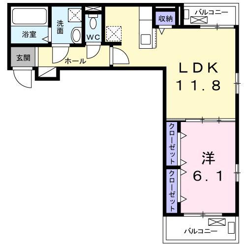 ベルルミエール(1LDK/2階)の間取り写真