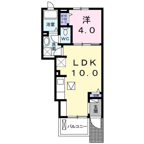 フォンテーヌ N-VI(1LDK/1階)の間取り写真