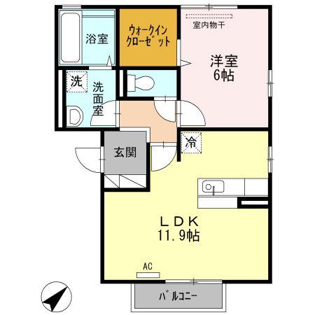 KIKUMOMO(1LDK/3階)の間取り写真