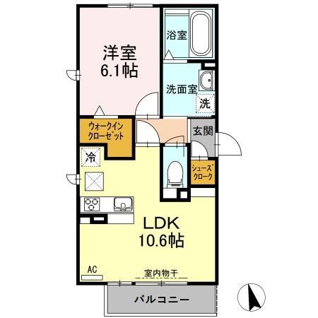プランドール華陽(1LDK/1階)の間取り写真