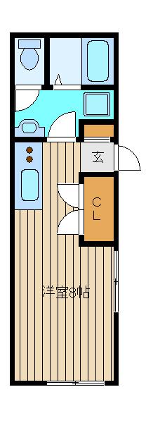 フローラル(ワンルーム/1階)の間取り写真