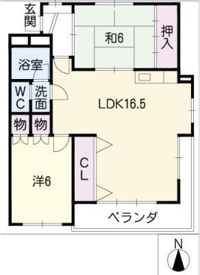 第2美芳ハイツ(2LDK/1階)の間取り写真