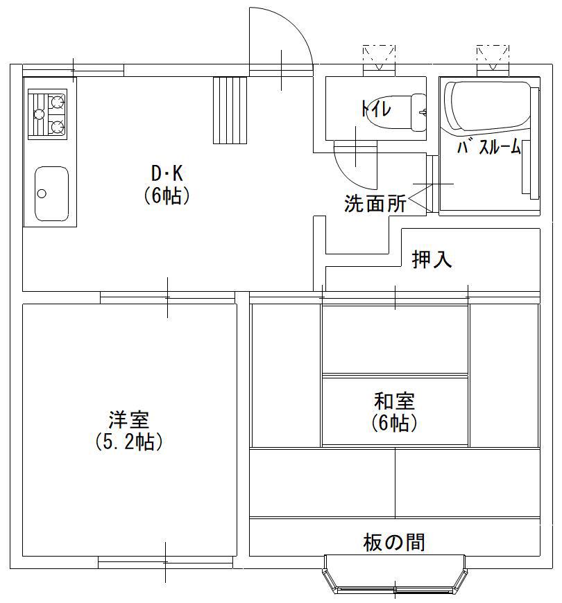 ひのりコーポ(2DK/2階)の間取り写真