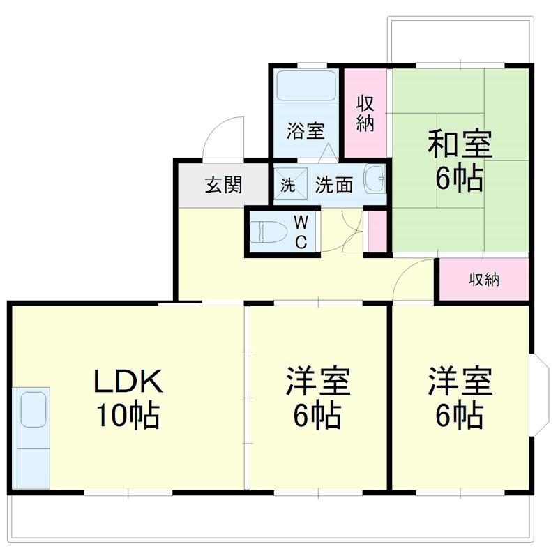 グリーンハイツA(3LDK/3階)の間取り写真