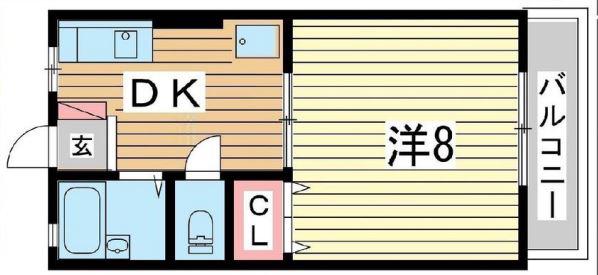 タウンハイム須磨南(1DK/1階)の間取り写真